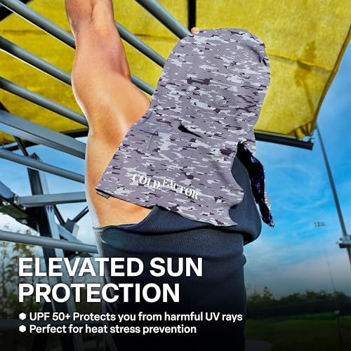 Instant Cooling Hoodie Towel – Advanced Chemical-Free Evaporative Cooling Technology – UPF 50+, 2+ Hours Cooling - color: Camo