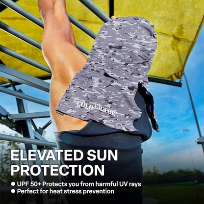 Instant Cooling Hoodie Towel – Advanced Chemical-Free Evaporative Cooling Technology – UPF 50+, 2+ Hours Cooling - color: Camo