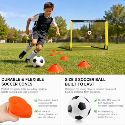 2 Pack Kids Soccer Goals for Backyard Set, 4x3 ft Pop Up Soccer Goal - color: Black Yellow
