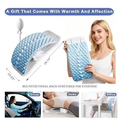 Pneumatic Back Stretcher For Lower Back Pain Relief - Stepless Air-Adjustable Lumbar Support Board With Extra-Wide Panel & Spinal Decompression Muscle Relaxation Spine Stretcher Back Cracker (Grey)