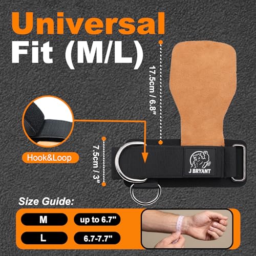 Weight Lifting Wrist Straps with Sliding D-Ring, Leather Palm Grip, Wrist Support, Adjustable Connection Angle for Weightlifting, Cable Flys & Full-Body Workouts, 2mm Genuine Leather Palm & 7mm Neoprene Wrist Padding, Anti-Slip for Men Women