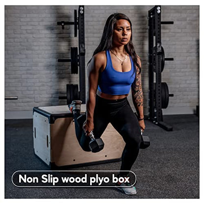 Plyometric Box 3 in 1 Protective Foam and Non Slip Wood plyo Box for Jump Training and Conditioning, Protect Your Shins from Injury!