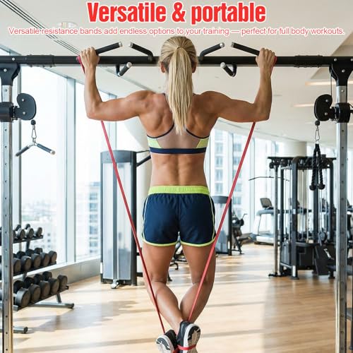 16 Pcs Long Resistance Bands for Power Loop Bands Assisted Pull-Ups, Resistance Bands Bulk Set with Red Style TPE Loops for Strength Training, Physical Therapy Home Gym(82 Inch 13-35 lbs)