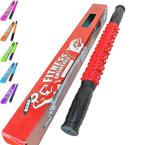 The Muscle Roller Stick, Massage for Legs | Great Gifts for Runners Men/Women, Athletes, Exercise - Shin Splints, Trigger Point - Red Elite Hard, 17" - color: Red