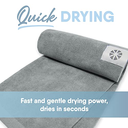 Wonder Towel - Ultra Absorbent Luxury Fitness Workout Towel, Microfiber Cooling Towel for Face and Neck, Quick Drying, Soft to Touch, Exercise at Home or Gym, Great for Yoga,16x28, Light Grey