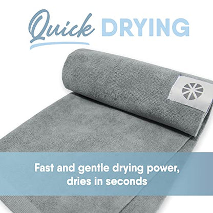 Wonder Towel - Ultra Absorbent Luxury Fitness Workout Towel, Microfiber Cooling Towel for Face and Neck, Quick Drying, Soft to Touch, Exercise at Home or Gym, Great for Yoga,16x28, Light Grey