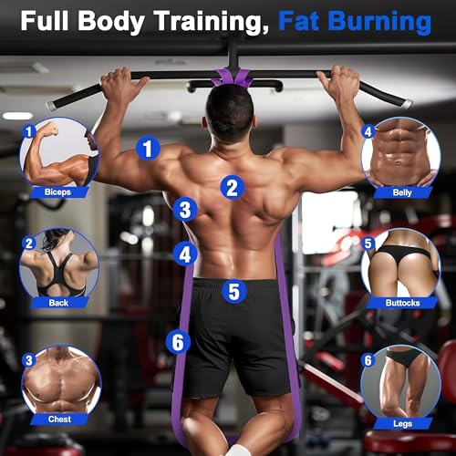 Pull Up Bands Resistance Bands Set for Working Out,8 PC Long Exercise Bands & Fabric Booty Bands for Training Hip Thigh Glute Fitness,Home Workouts,Physical Therapy for Men Women