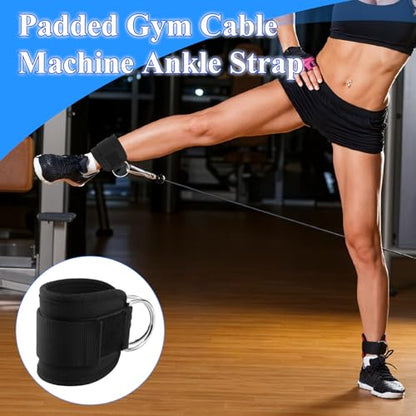 2-Pack Ankle Straps for Cable Machines – Comfortable Adjustable Gym Ankle Cuffs for Kickbacks and Glute Workouts, Ankle Bands for Exercise, Booty and Hip Abductor Exercises for Women and Men