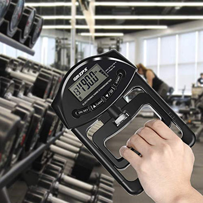 Digital Hand Dynamometer Grip Strength Measurement Meter Auto Capturing Electronic Hand Grip Power 198Lbs / 90Kgs - color: Black