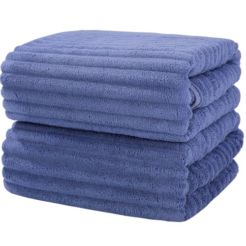 Luxury 2-Piece Quick-Dry Bath Towel Set 27.5X 55 Inches – Ultra Soft Microfiber for Bathroom, Bar, Pool, Gym & Travel – Elegant Twill Design - color: 2blue