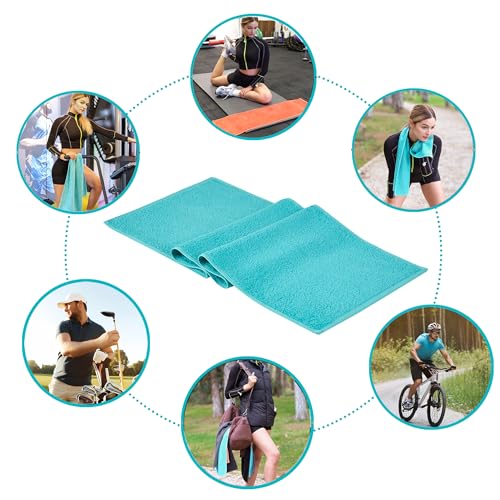 NUKURA 12’’ x 40’’, 450 GSM Sweat Towel, Extra Absorbency 100% Cotton Towel, Running, Pickleball, Gym, Neck Towel, Tennis, Camping, Turquoise - color: Turquoise