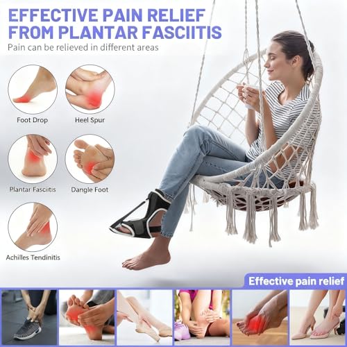 Plantar Fasciitis Night Splint with Massage Ball, Arch Pads & Socks, Adjustable Foot Brace for Achilles Tendonitis, Heel Spur, Foot Drop Relief – Lightweight Night Splint for Men and Women - color: Pink