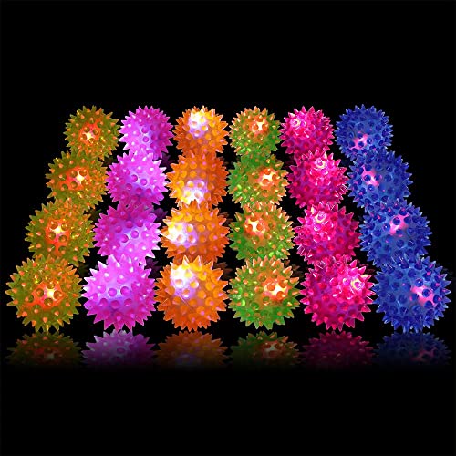 30 Pack LED Light Up Fidget Sensory Bouncy Glow in The Dark Spiky Ball Kids Gifts，Squishy Massage Pet Party Favors Stress Relief Spiky Balls Toy - style: 30 Pack