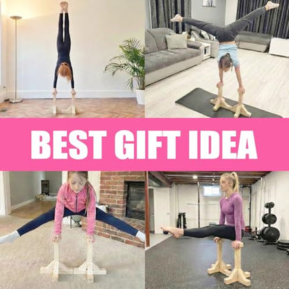 SAMTROY Handstand Canes for Balance Training, Stable Wooden Handstand Blocks with Non-Slip Base & Moisture-Absorbent Grip, Portable Bodyweight Training Equipment for Home Gym & Strength Practice