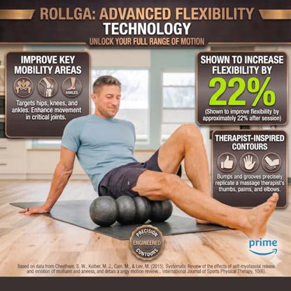 Rollga Foam Roller - High Density Foam Roller for Back Pain Relief, Deep Tissue Massage & Muscle Recovery. Physical Therapy Exercise Tool for Neck, Back, Legs, & Feet. Yoga & Pilates Roller - color: Silver