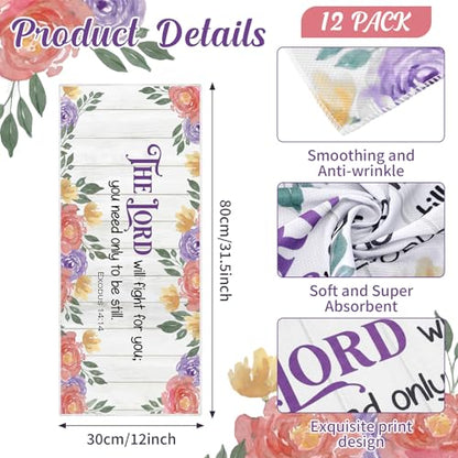 12 Pcs Christian Cooling Towels Church Gifts for Women Ice Towel for Hot Weather Floral Pink Bow Design Religious Catholic Gift for Women Gym Yoga Travel Camping Running Outdoor(Floral)