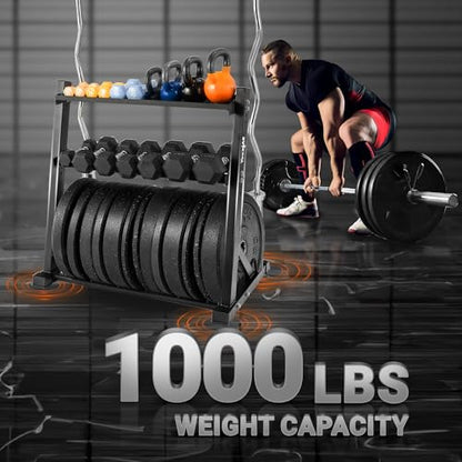 Yes4All 6 Pegs & 4 Barbell Storage Racks Load Up to 1190 LBS - Wall Mounted Weight Plate Tree & Barbell Holder