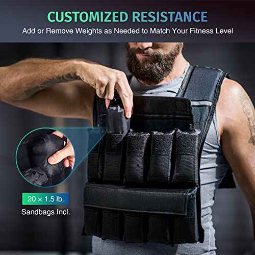 ZELUS Weighted Vest with Adjustable Weights for Home Workouts - color: 30lb-Iron Sandbags