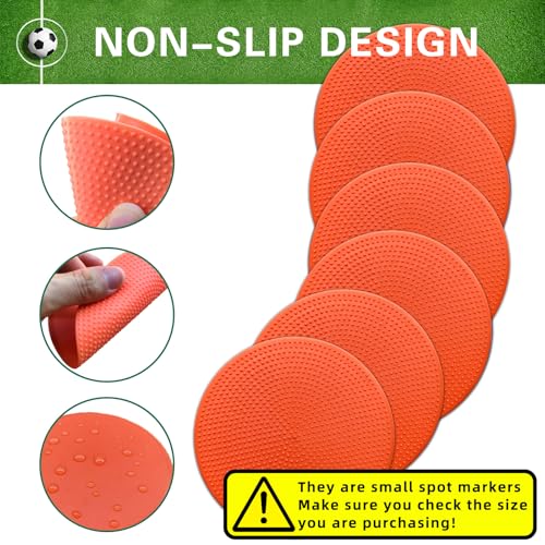 Poly Spot Markers 4.73 inch/10 inch 12 Pcs Non-Slip Rubber Agility Training Markers Floor Dots Flat Field Cones for Football, Soccer, Basketball, School Exercise Drills, Dance Practice