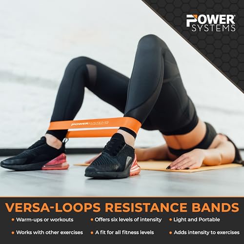 Power Systems Versa Loops Commercial Grade Resistance Bands 10 Pack Color Coded Exercise Loop Bands for Strength Training Physical Therapy Home Gym - style: Extra Light