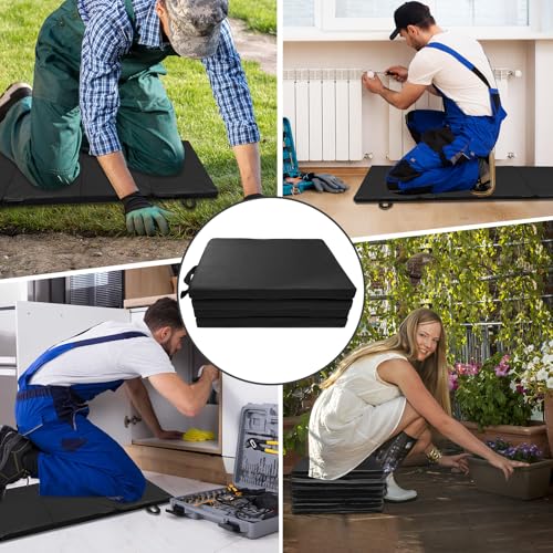 Foldable Mechanics Mat for Garage Work, 48 X 16 X 1.2 in Thick EPE Knee Pad Waterproof PU Leather Folding Mat with Carry Handle Portable for Garage, Garden, Home Gym Kneel or Lie Down