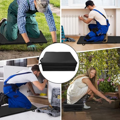 Foldable Mechanics Mat for Garage Work, 48 X 16 X 1.2 in Thick EPE Knee Pad Waterproof PU Leather Folding Mat with Carry Handle Portable for Garage, Garden, Home Gym Kneel or Lie Down