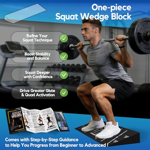 Squat Wedge Block One Piece: Heel Elevated Slant Board for Squats Weightliting Home Gym Squat Wedge