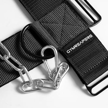 Gymreapers Neck Harness Weight Lifting - Neck Trainer Workout Equipment - Heavy Duty Stainless Steel Chain, Adjustable Neoprene Head Strap, Exercise Equipment for Strength & Pain Relief - color: Black