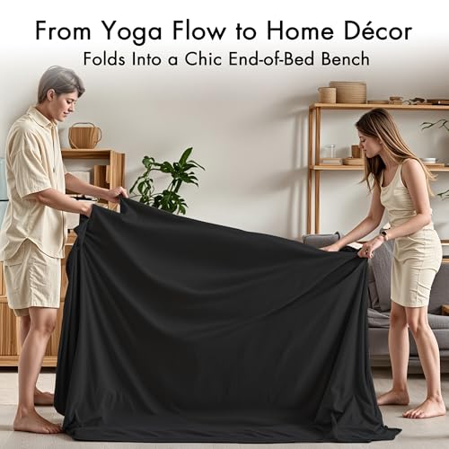 Convertible Yoga Chair for Adults, Ergonomic Foam Lounge with Lumbar Pillow, Washable Cover, Side Pocket, No Assembly Needed – Great for Exercise, Stretching & Relaxation Black - color: Black
