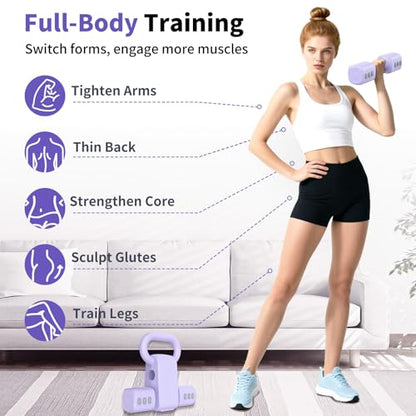 Hezeyferg 2-in-1 Adjustable Dumbbells Set, 4 Levels Weight Dumbbells Set for Women Men, Each 2.2/3.3/4.4/5.5lb Hand Weights with Kettlebell Form for Home Gym Exercise Training