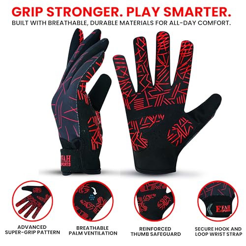 Baseball Batting Gloves for Youth Adult Kids Boys Softball - color: RED, size: Adult Medium