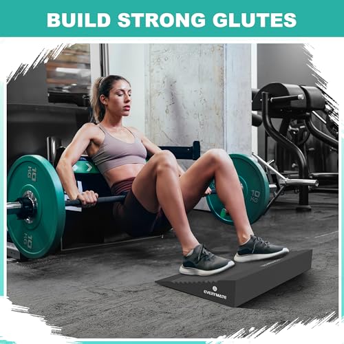 EVERYMATE Squat Wedge, Extra Large Squat Wedge Block, Squat Wedges Weightlifting, Calf Stretching, Slant Board for Squats, Heel Elevated Squat Wedge, Knees Over Toes Squats, Calf Wedge Stretching Block - size: 15 degrees