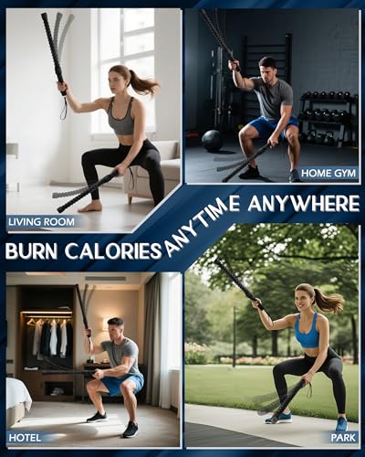 Ropeless Battle Ropes, Cordless Battle Ropes Workout for Home Gym, Heavy Duty Weighted Wireless Rope Lightweight Device HIIT, Portable Training Flow Rope, Battle Rope Sticks for Men & Women