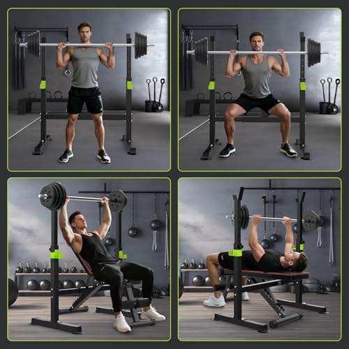 FitinOne Adjustable Folding Weight Bench for Home Gym, 660 lbs Capacity Multi-Functional Workout Bench Sturdy Durable for Full Body - color: Black-Green