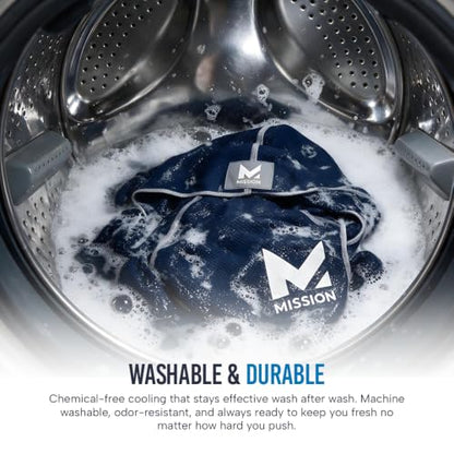 MISSION Cooling Hoodie Towel, Evaporative Cool Technology, Cools Instantly When Wet, UPF 50 Sun Protection, Contours Your Head to Stay in Place, Great for Sports, Fitness, Gym - color: Navy Blue