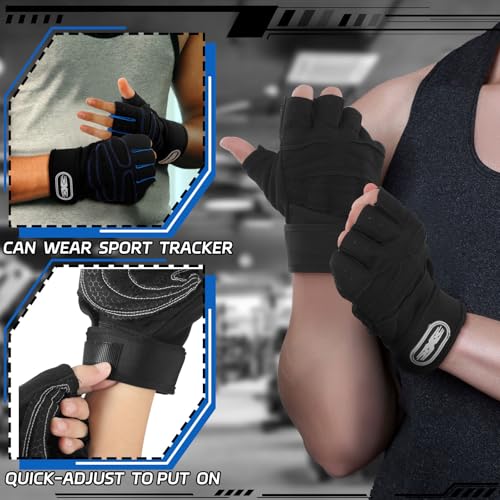 3 Pairs Weight Lifting Gloves for Men Women, Gym Workout Gloves with Full Palm Protection, Breathable Anti-Slip Fitness Glove for Training, Cycling, Pull-ups, Medium
