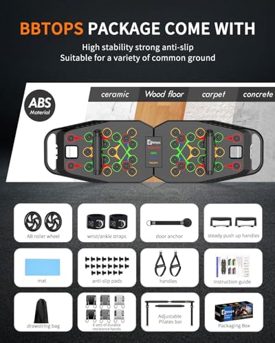 Push Up Board, Pilates Bar & Fitness Accessories, 25 in 1 Foldable Push up Bar for Home Gym, Workout Exercise Professional Push Up Strength Training Equipment for Man and Women