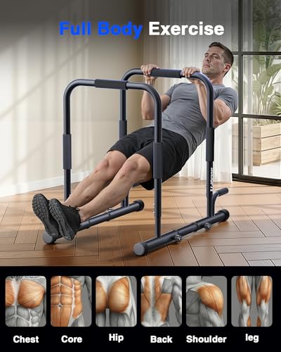 2026 Upgrade Adjustable 2-in-1 Dip Bar Station & Push Up Bars for Home Gym Calisthenics Equipment Parallel Bars with 420LB Stable Design, Functional Heavy Dip Stand,Black - color: Black