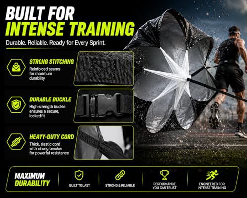 Speed Training Parachute for Athletes, Adjustable Resistance Sprint Chute with Waist Belt for Soccer Football Running - size: Dual Resistance Parachute