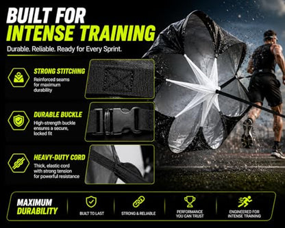 Speed Training Parachute for Athletes, Adjustable Resistance Sprint Chute with Waist Belt for Soccer Football Running - size: Dual Resistance Parachute