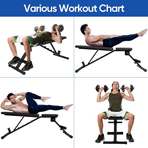 ZENY Adjustable Weight Bench, Workout Bench for Full Body, Foldable Strength Training Bench 6 Backrest Positions Exercise Bench for Home Gym, Max Weight 700 LB
