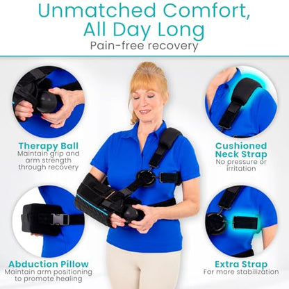 Vive Shoulder Sling with Abduction Pillow - Rotator Cuff Sling and Shoulder Immobilizer - Pain Relief After Surgery, Sublexion, Dislocated or Broken Arm - Adjustable Support with Exercise Ball (Medium)