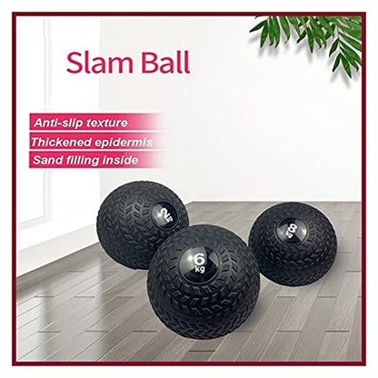 Medicine Ball Black Wall Ball, Slam Ball Weighted Ball Core Muscle Cardio Workout - Easy to Grip Tread - Heavy Duty PVC Shell (Size : 9kg/19.8lb) - size: 9kg/19.8lb