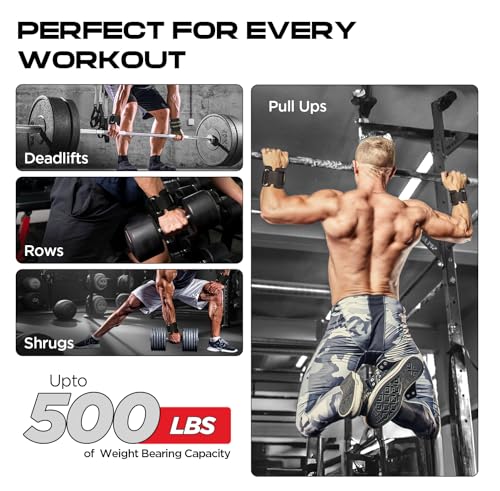 Weight Lifting Hooks for Deadlift, Pull Ups & Rows – Heavy Duty Wrist Support Grips to Lift Heavier, Reduce Grip Fatigue & Improve Performance – Padded Straps for Men & Women (Pair of 2)