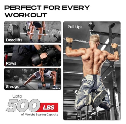 Weight Lifting Hooks for Deadlift, Pull Ups & Rows – Heavy Duty Wrist Support Grips to Lift Heavier, Reduce Grip Fatigue & Improve Performance – Padded Straps for Men & Women (Pair of 2)
