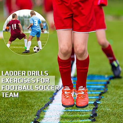 Agility Ladder 20 Feet Adjustable Rungs Speed Training Exercise Ladders with Carry Bag for Kids and Adults Soccer Football Boxing Footwork Sports Speed Agility Training