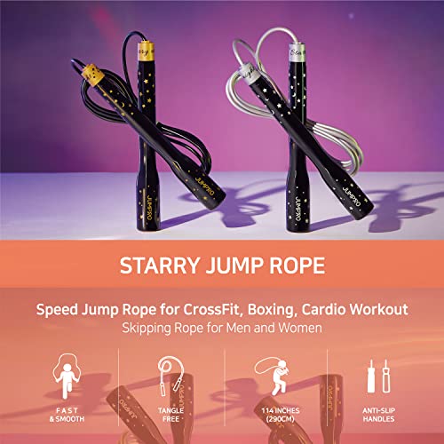 Skipping Jump Rope for Fitness Workout - Light Weight, Adjustable, Tangle Free, Excellent line control for Cardio Boxing, CrossFit, Training Exercise All Ages and Gender ( Special Luxury, KA-220, Made in Korea)