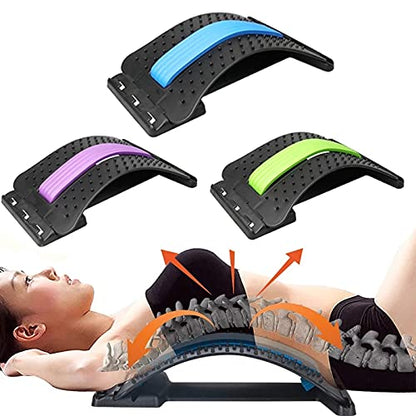 Back Massager Stretcher Equipment Massage Tools Massageador Magic Stretch Fitness Lumbar Support Relaxation Spine Pain Relief (Black) - color: Black