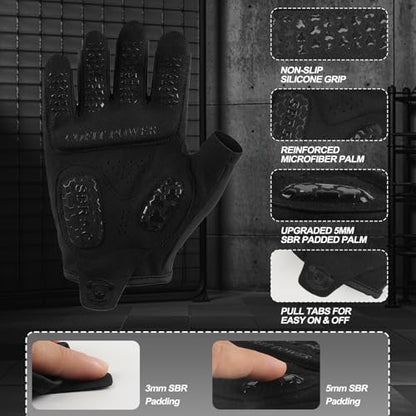 Gym Gloves for Men Women, Workout Gloves with 5MM Padded Palm, Fingerless Weight Lifting Gloves, Breathable Non-Slip Fitness Gloves for Training, Exercise - size: Small