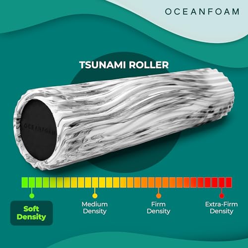 Tsunami Roller (Black Marbled) - Extra-Large, 26" x 5.9" - Soft, Textured Foam Roller for Physical Therapy, Back Pain, Exercise & Stretching - Wave Textured - Yoga, Athletics, & Wellness - color: Black Marbled